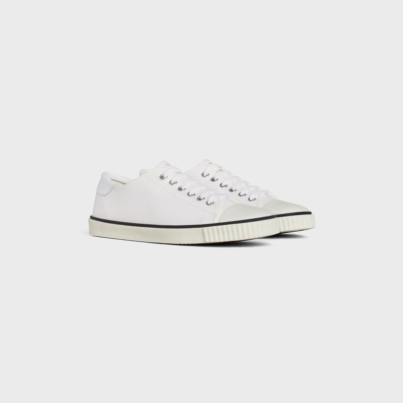 Celine Blank Low Lace Up Sneaker with Toe Cap in Canvas and Calfskin 2