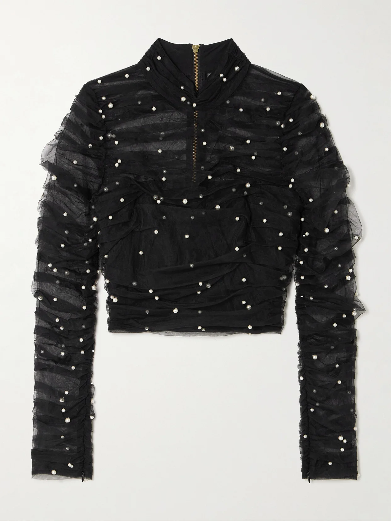 Juniper Embellished Gathered Tulle Blouse - 1