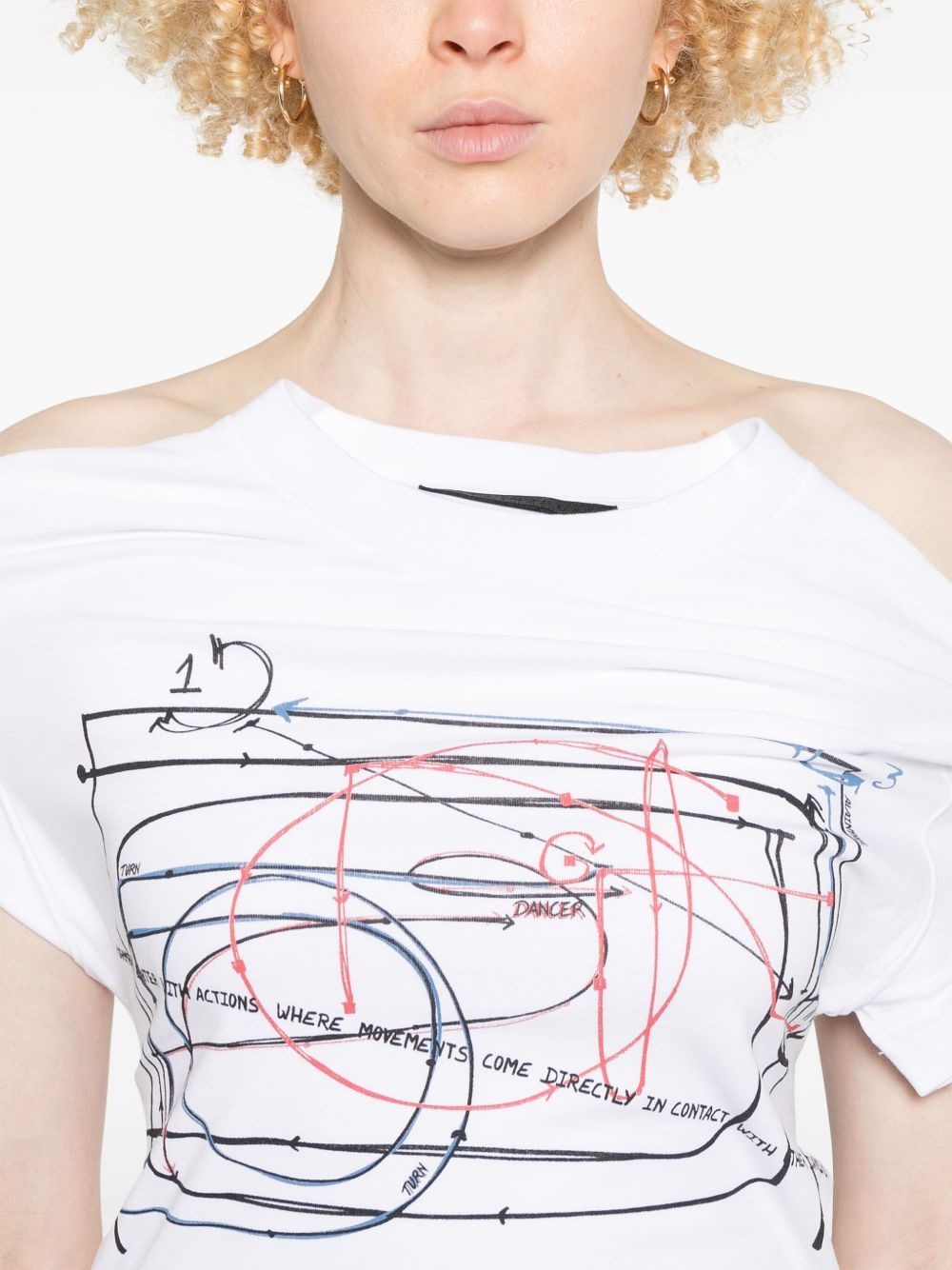 printed elasticated-straps T-shirt - 5
