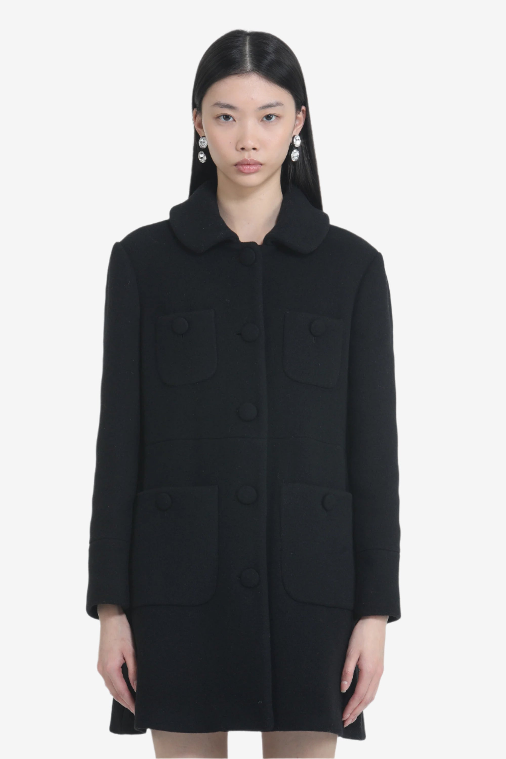SHORT COAT WITH LARGE BUTTONS AND ROUNDED COLLAR - 4