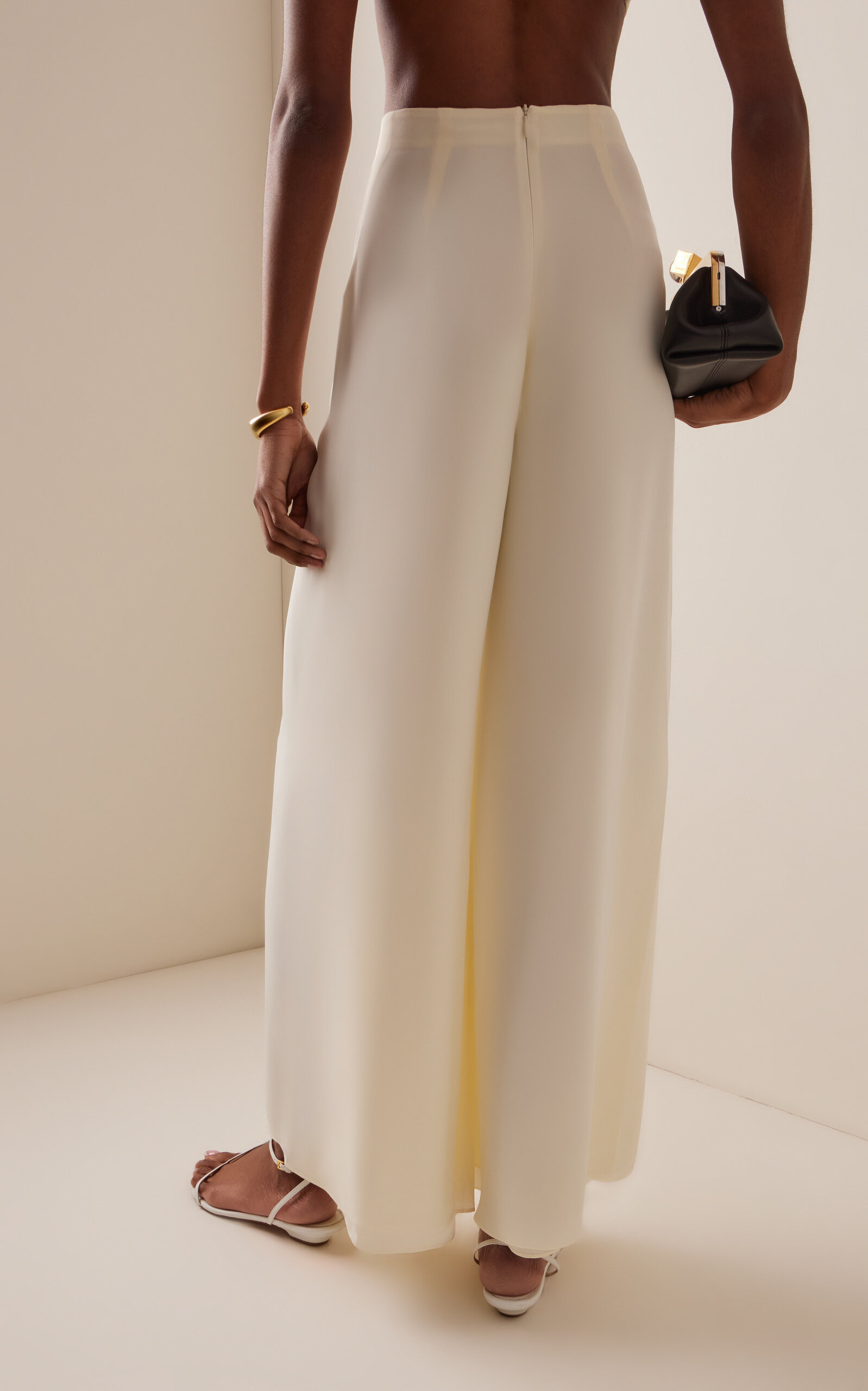Verio Wide-Leg Crepe Pants ivory - 4
