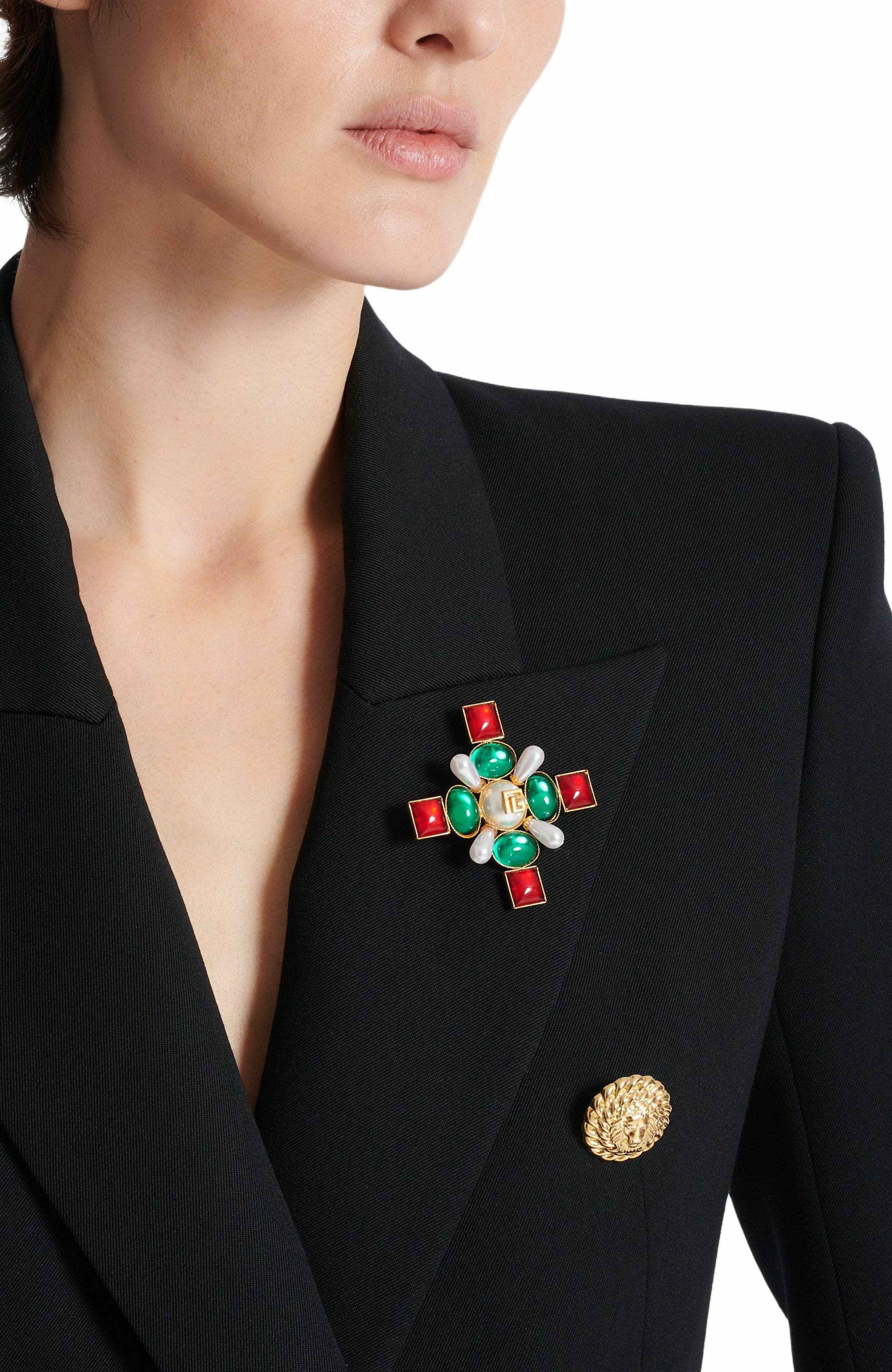 Balmain Baroque bead and crystal brooch in Multicolor at Nordstrom - 2