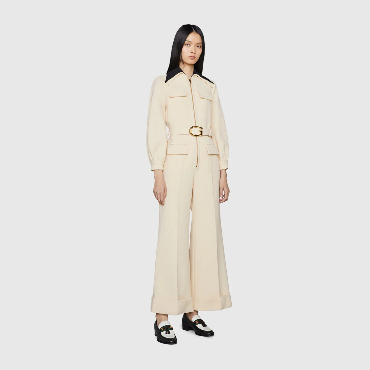 Belted wool crepe jumpsuit - 3