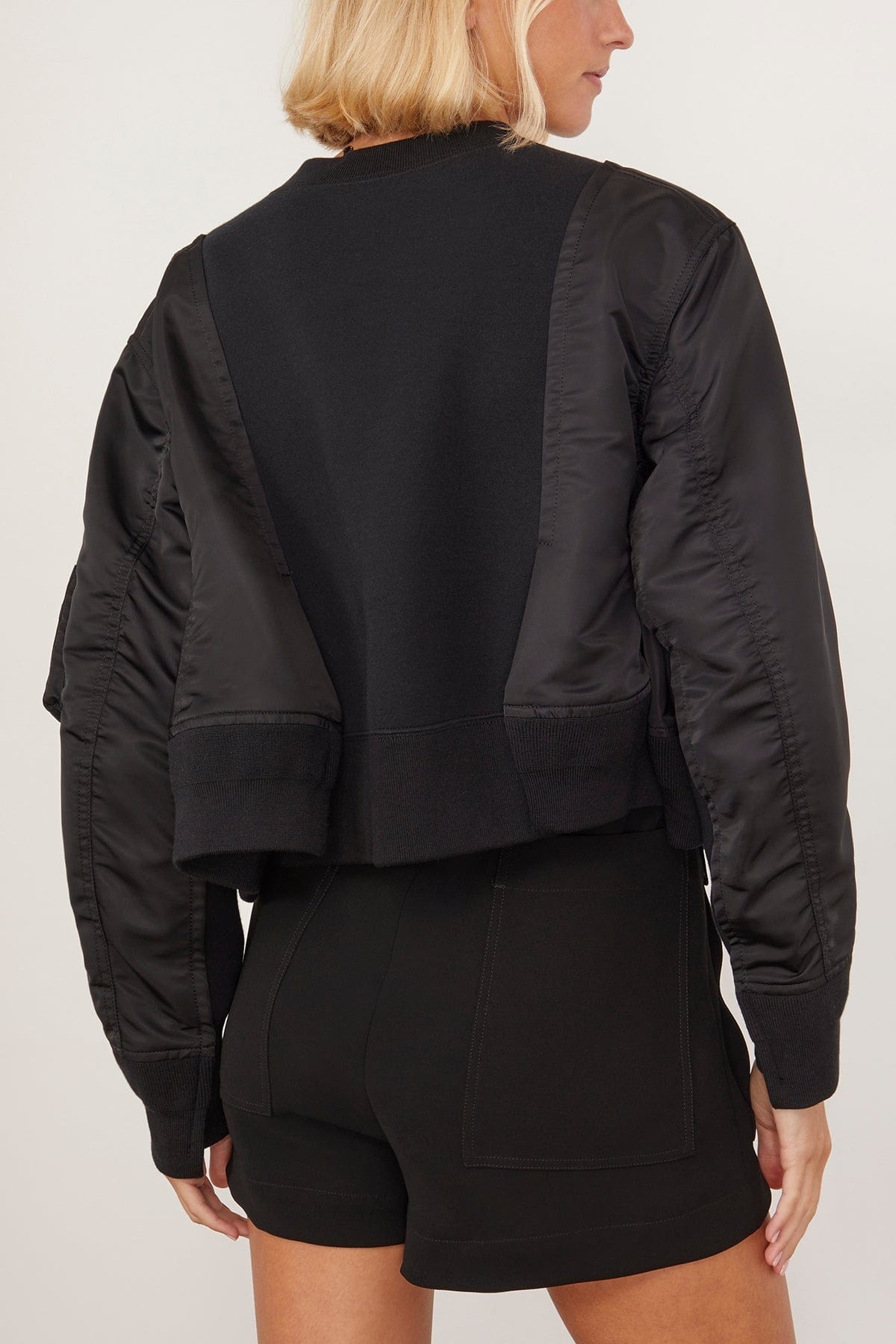 Nylon Twill x Sponge Sweat Pullover in Black - 4