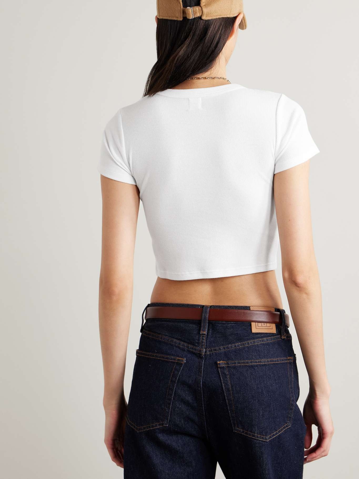 Kelly cropped ribbed stretch-cotton jersey T-Shirt - 4