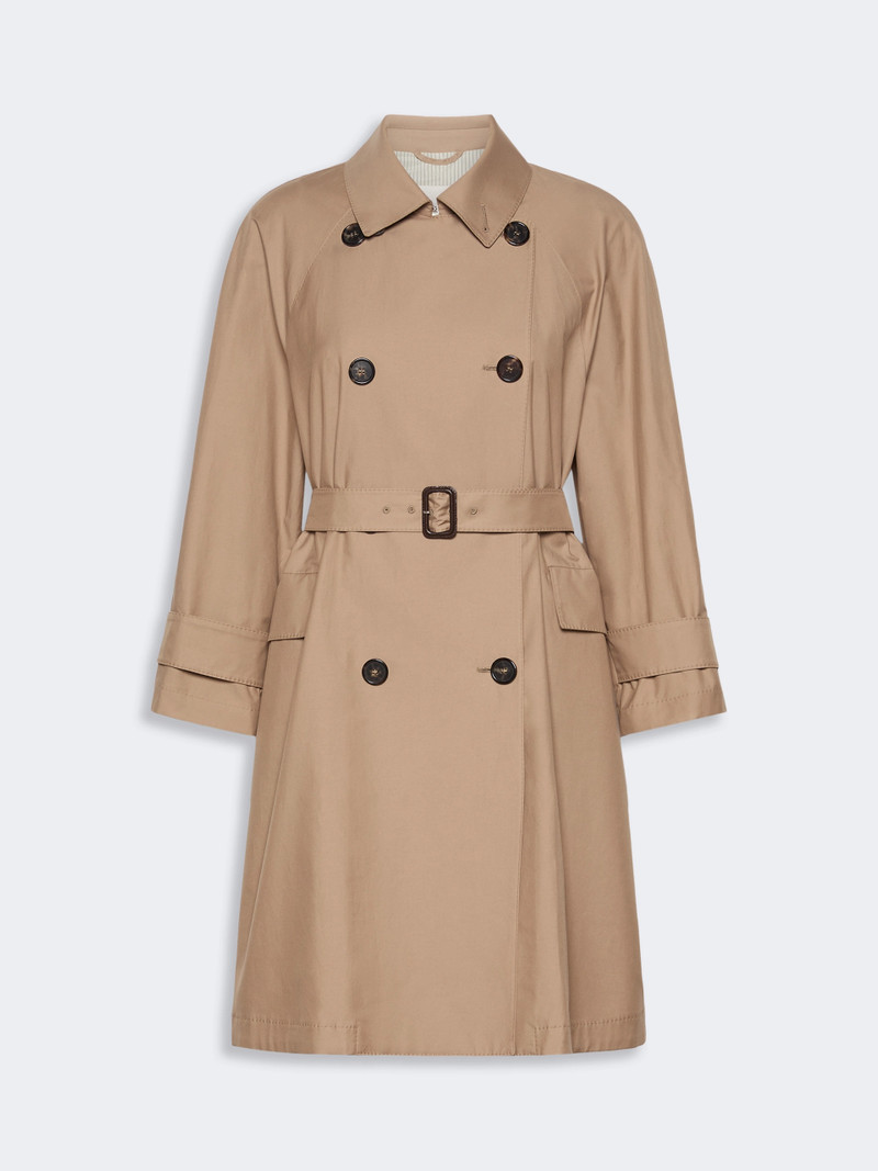 ALESSIO Double-breasted trench coat in water-repellent twill - CAMEL 1