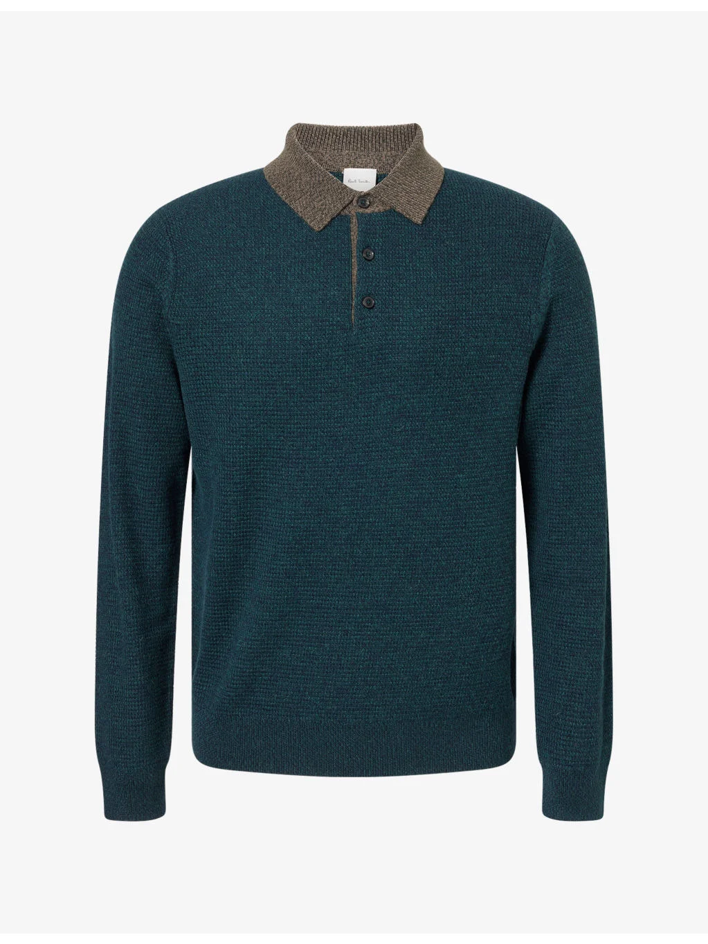 Contrast-Trim Polo-Collar Wool-Blend Jumper - 1
