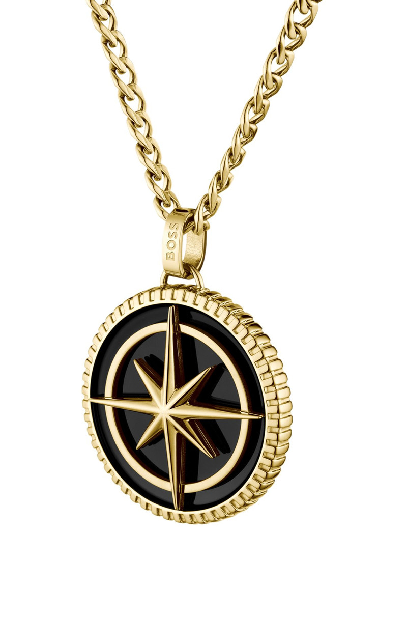 BOSS GOLD-TONE NECKLACE WITH MEDALLION PENDANT outlook