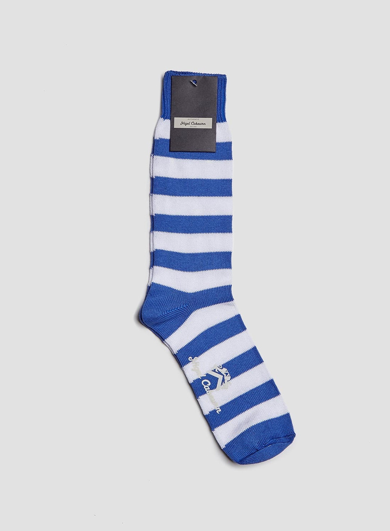 Cotton Stripe Socks in Blue/White 1