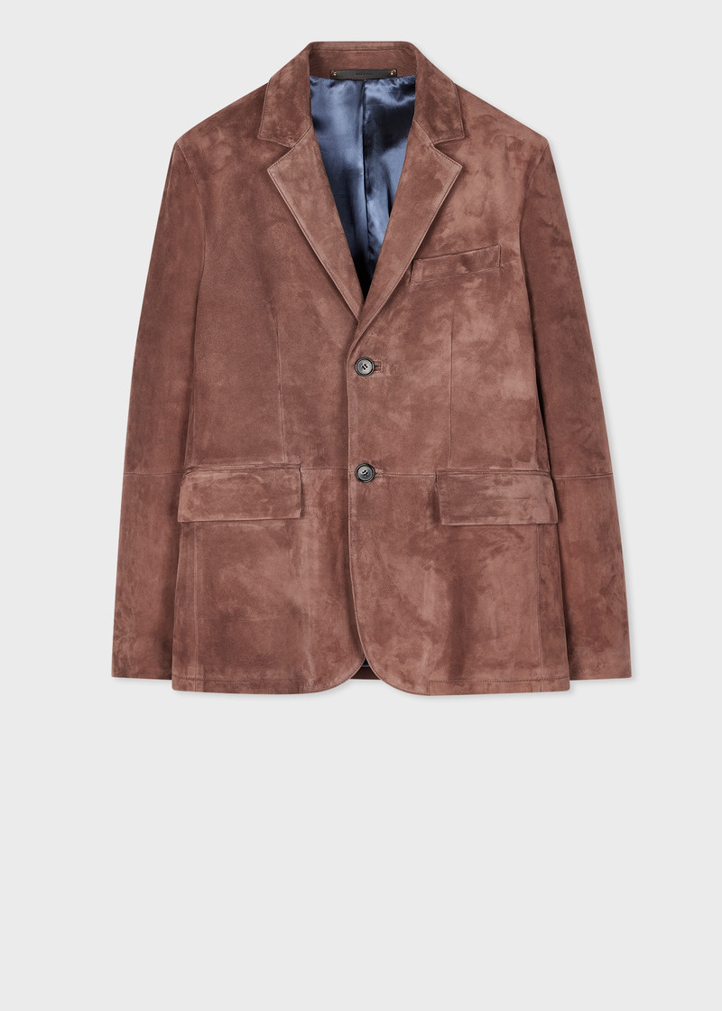 Slim-Fit Brown Suede Blazer - 1