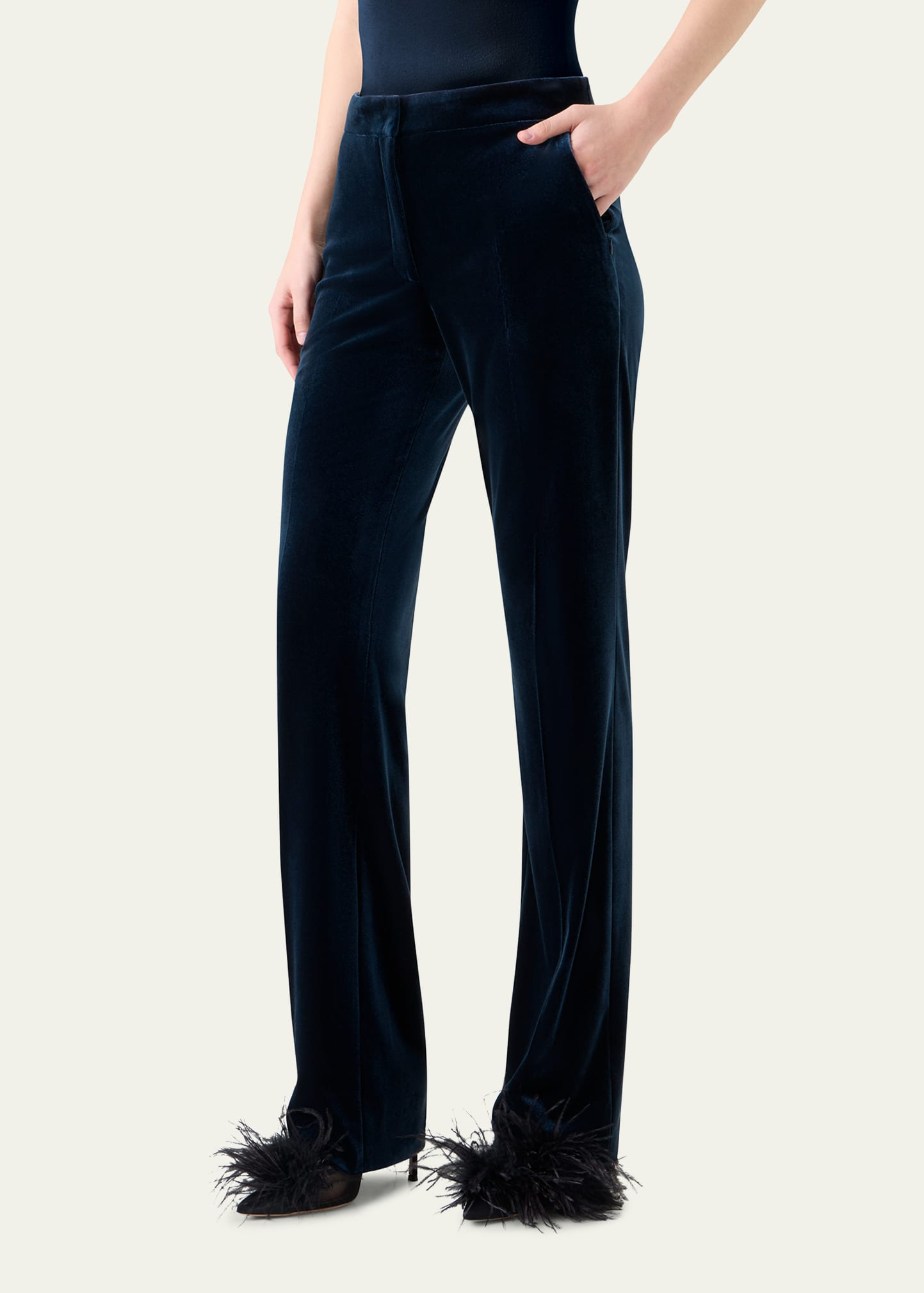 Carl Techno Velvet Stretch Straight-Leg Pants - 4