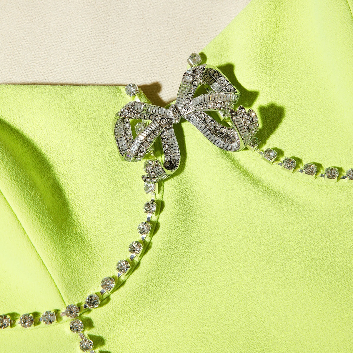 Lime Crepe Bow Midi Dress - 5
