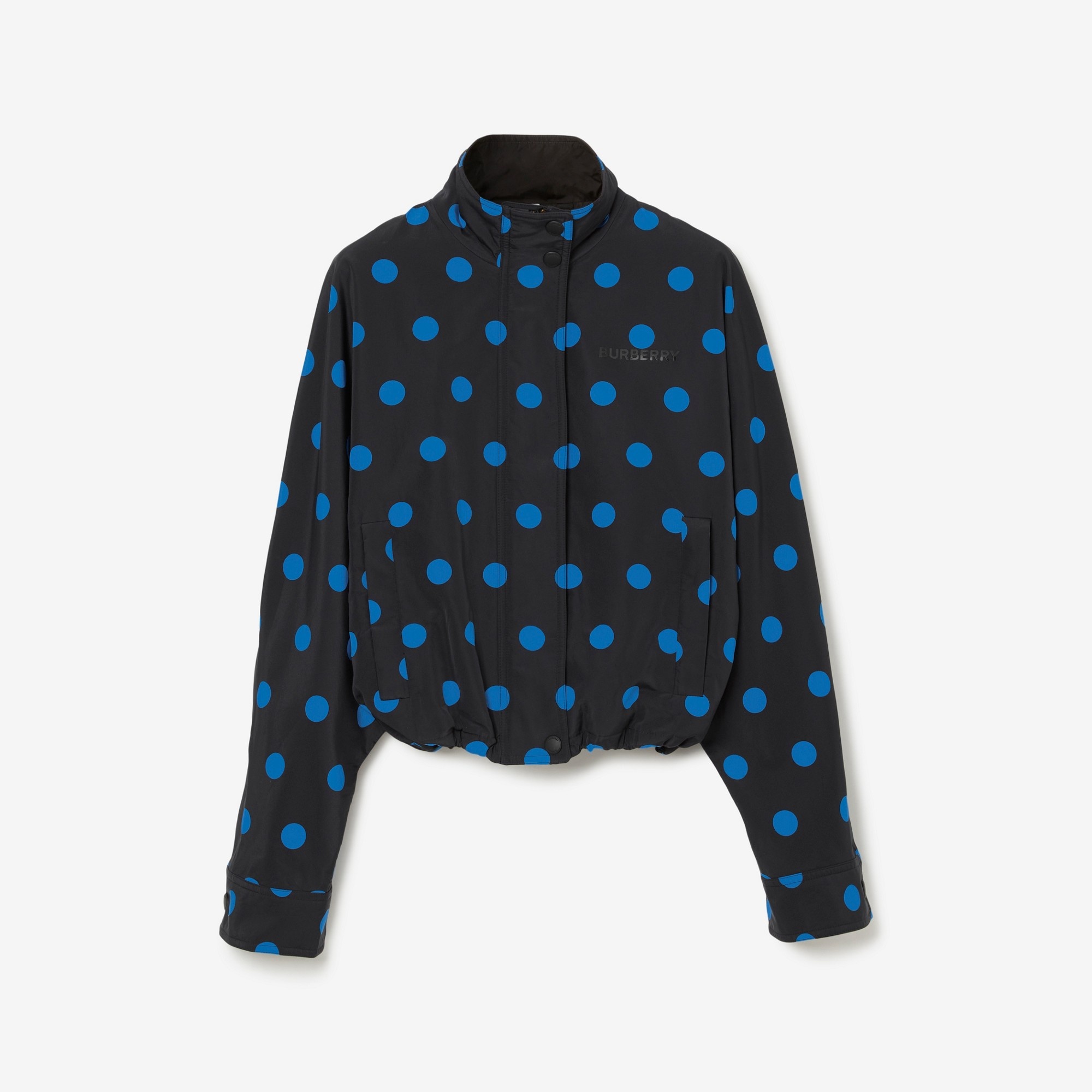 Polka Dot Nylon Jacquard Funnel Neck Jacket - 1