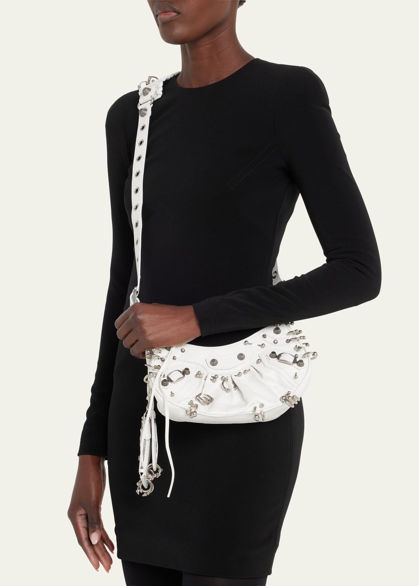 Le Cagole XS Piercing Leather Shoulder Bag - 2