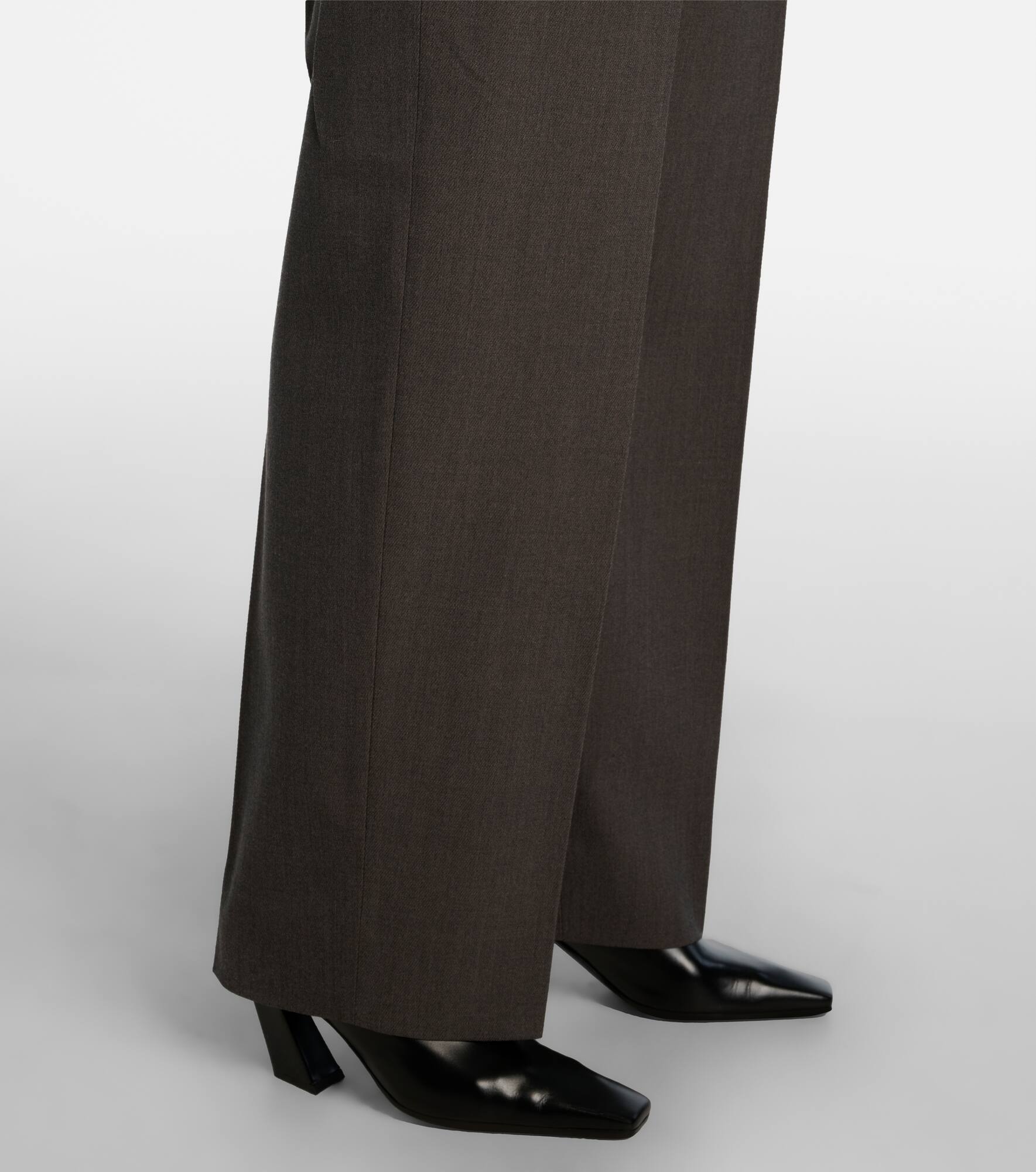 Mid-rise wool tricotine straight pants - 6