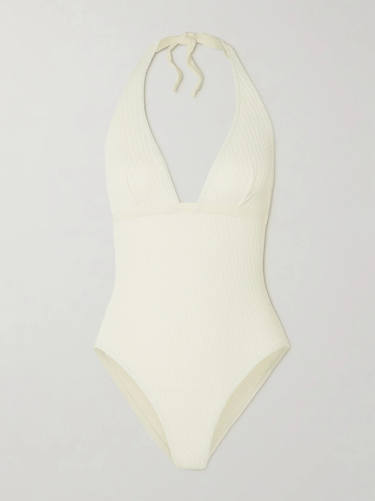 The Vogue Paillette Grosgrain-trimmed Jacquard Halterneck Swimsuit - 1