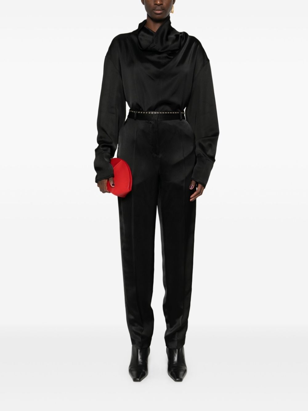 low-waist satin trousers - 2