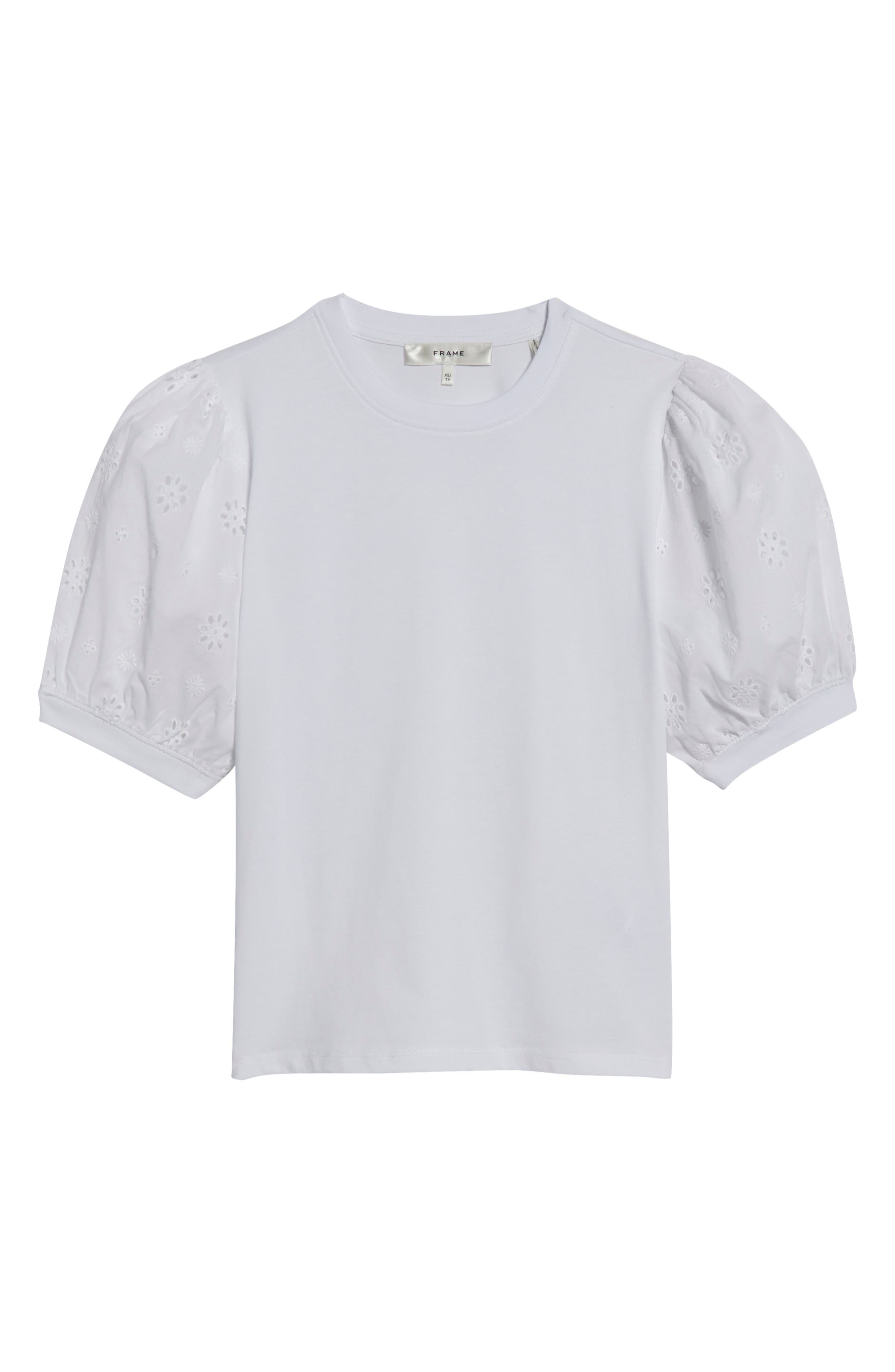 FRAME They Eyelet Sleeve Top in White at Nordstrom - 5