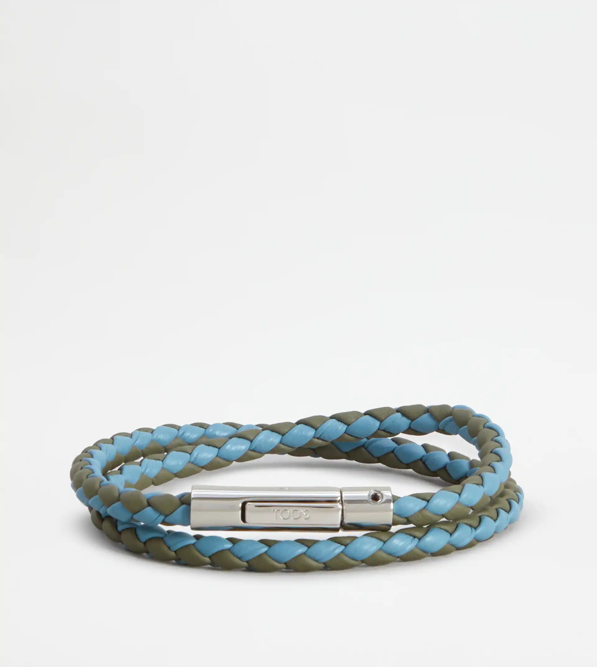 MYCOLORS BRACELET IN LEATHER - LIGHT BLUE, GREY - 1