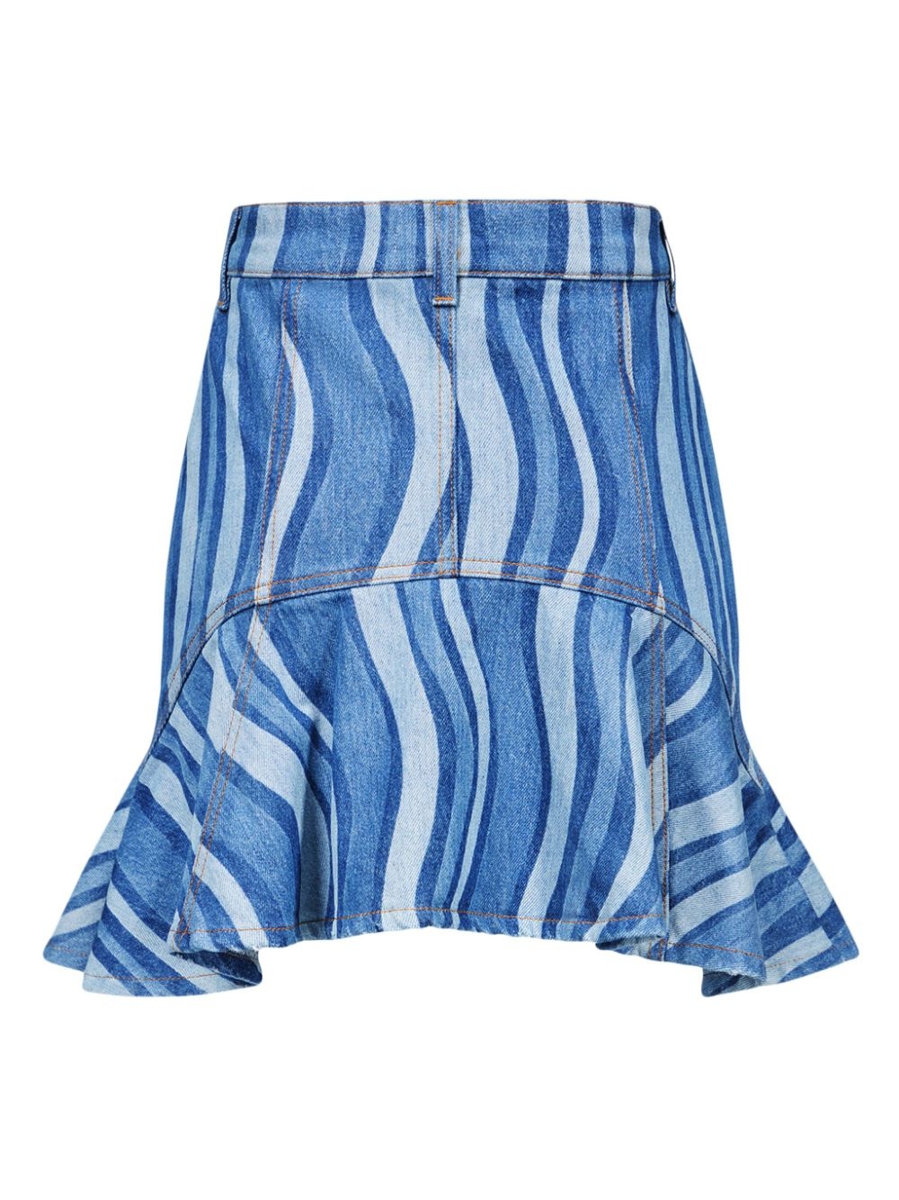 Sunray ruffle-hem denim skirt - 7