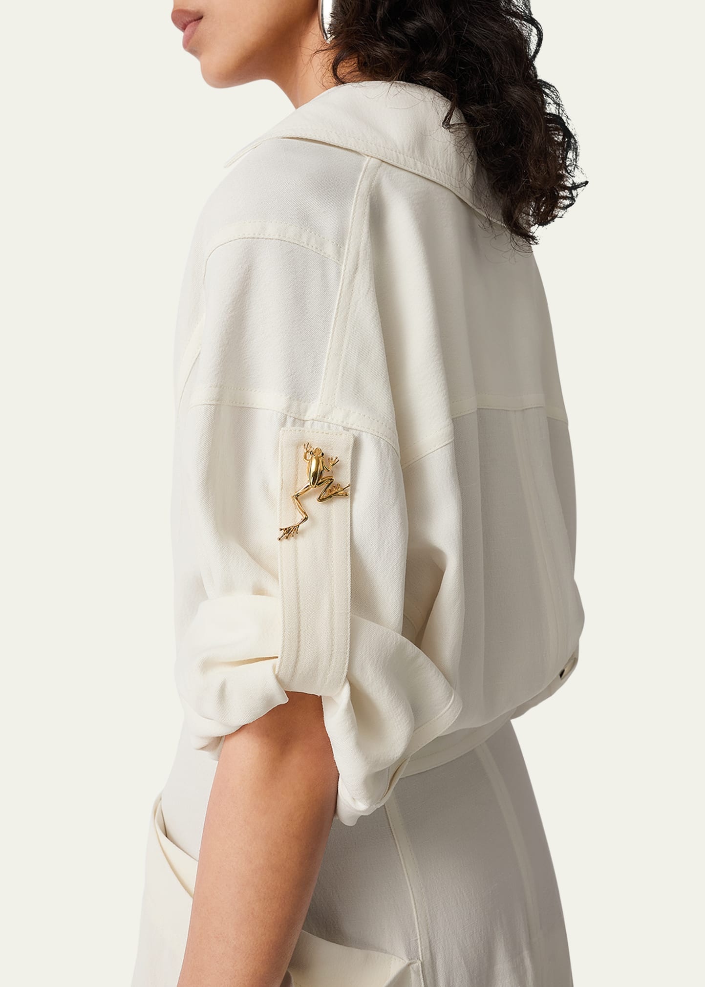 Fit-and-Flare Grainy Midi Dress with Frog Embellishments - 5