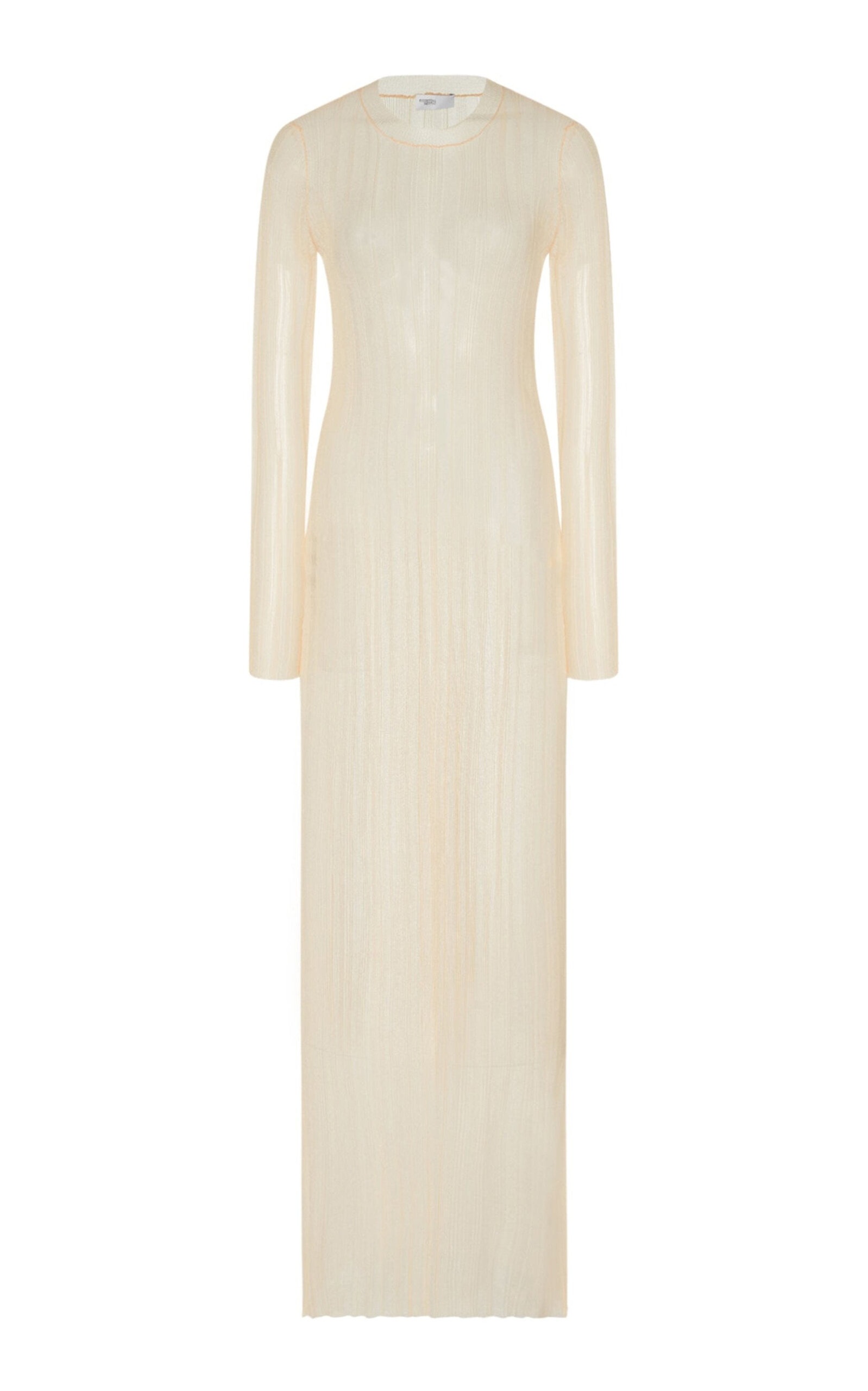 Plissé Nylon Mesh Maxi Dress off-white - 1