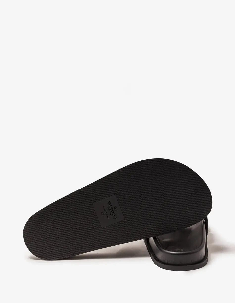 Valentino Black VLogo Slide Sandals - 3