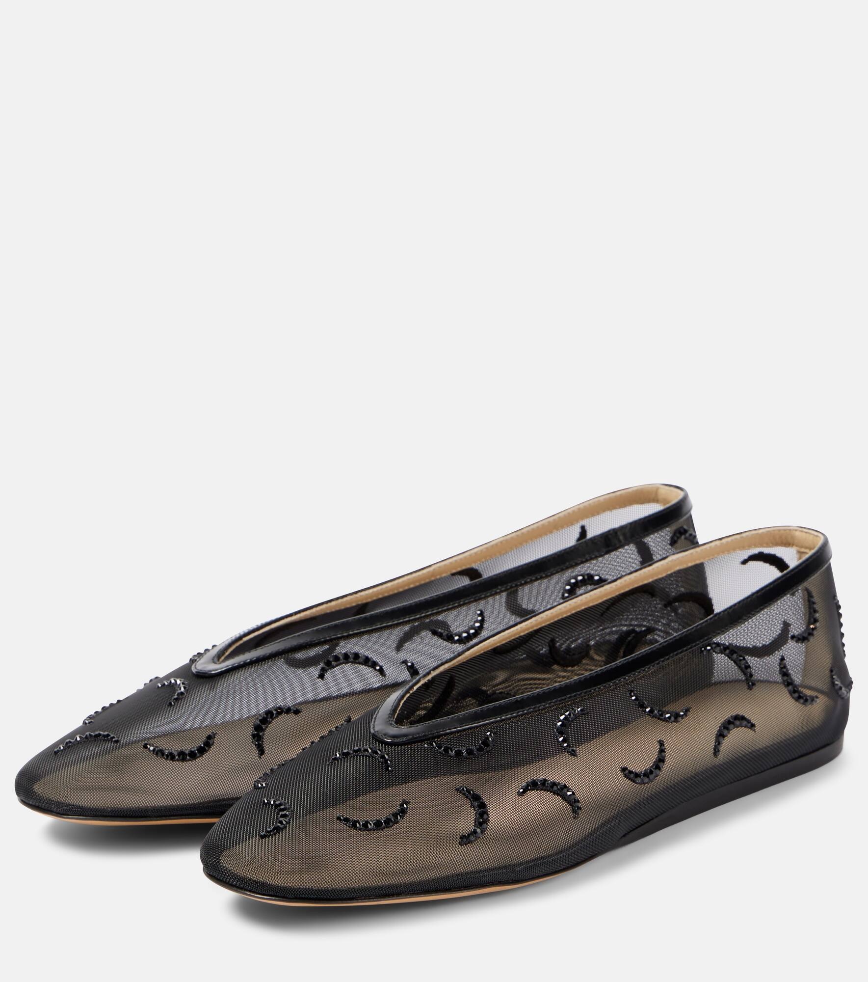 Luna embroidered mesh ballet flats - 4