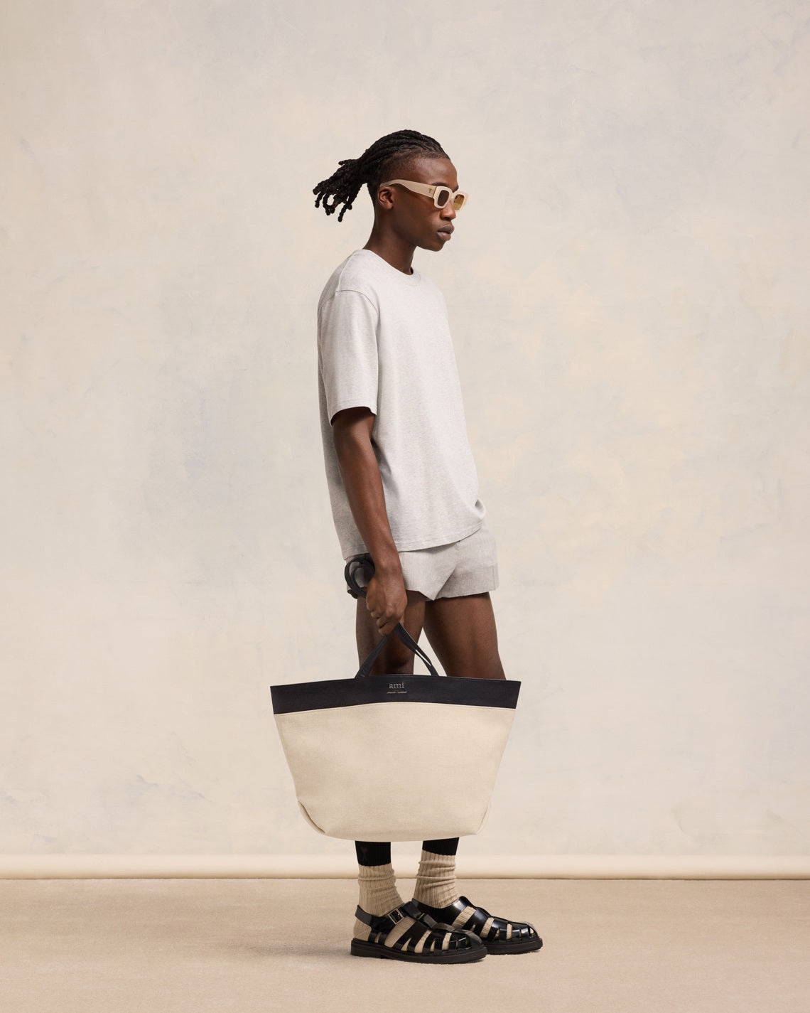 AMI Paris EAST WEST AMI SHOPPING BAG | REVERSIBLE