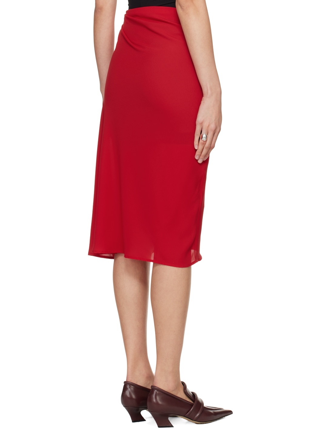 Red Vela Midi Skirt - 3
