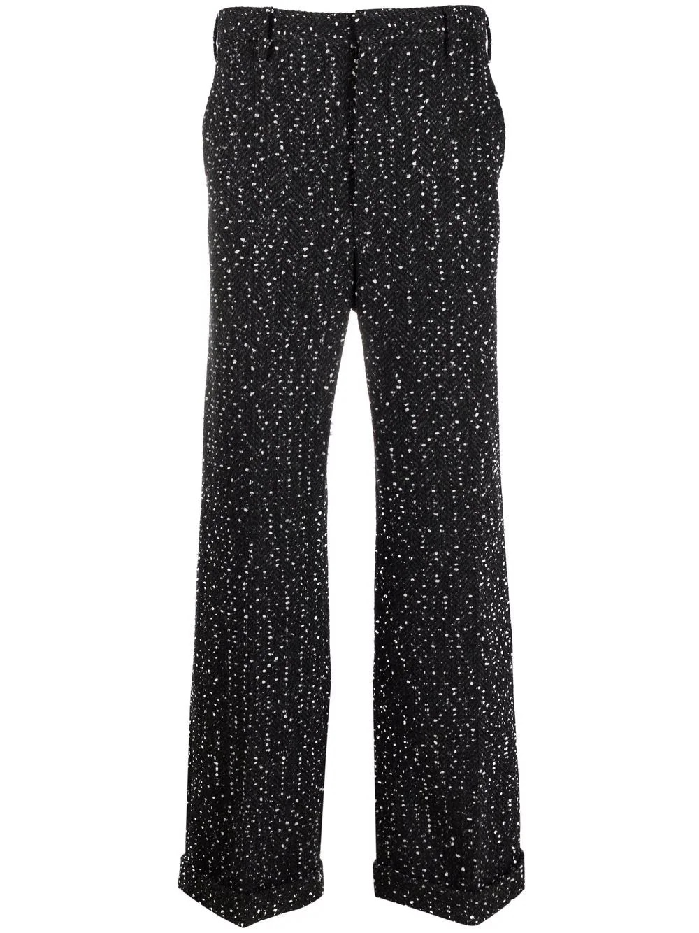 mélange wide-leg knitted trousers - 1