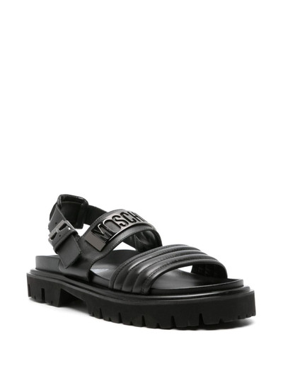 Moschino logo-plaque chunky leather sandals outlook