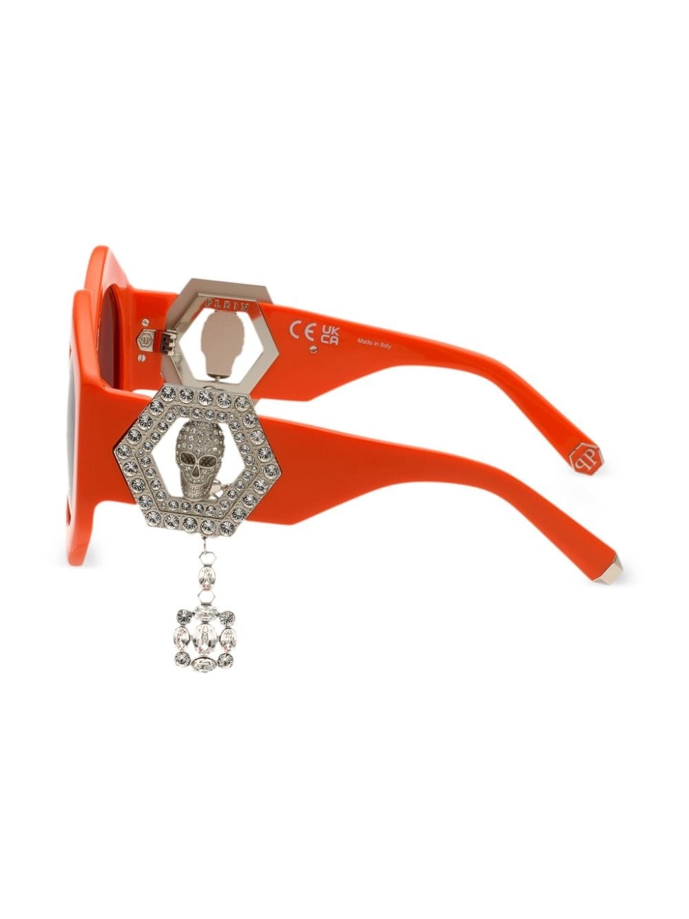 skull-charm hexagon-frame sunglasses - 3