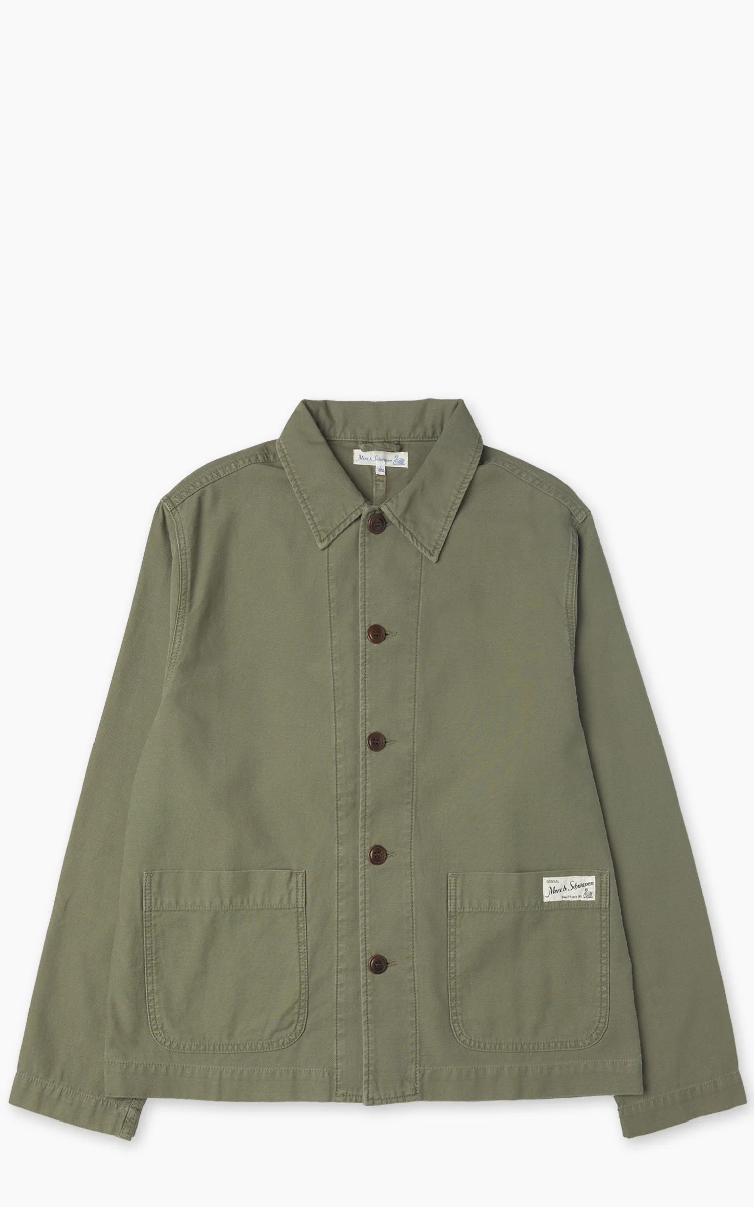 MERZ B. SCHWANEN JKT08SC SATEEN CANVAS CROPPED WORKERS JACKET ARMY - 1