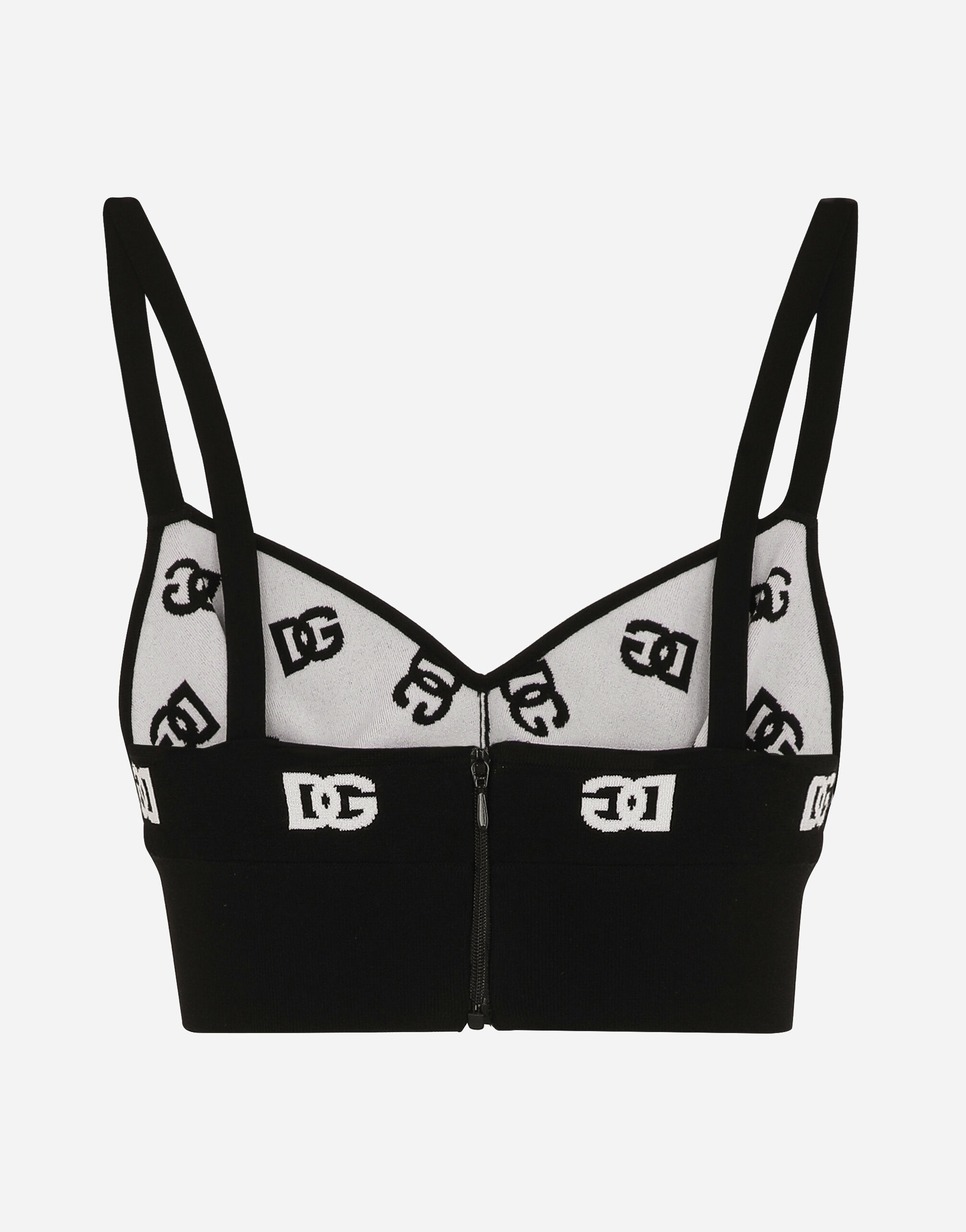 Viscose bralette top with jacquard DG logo - 3