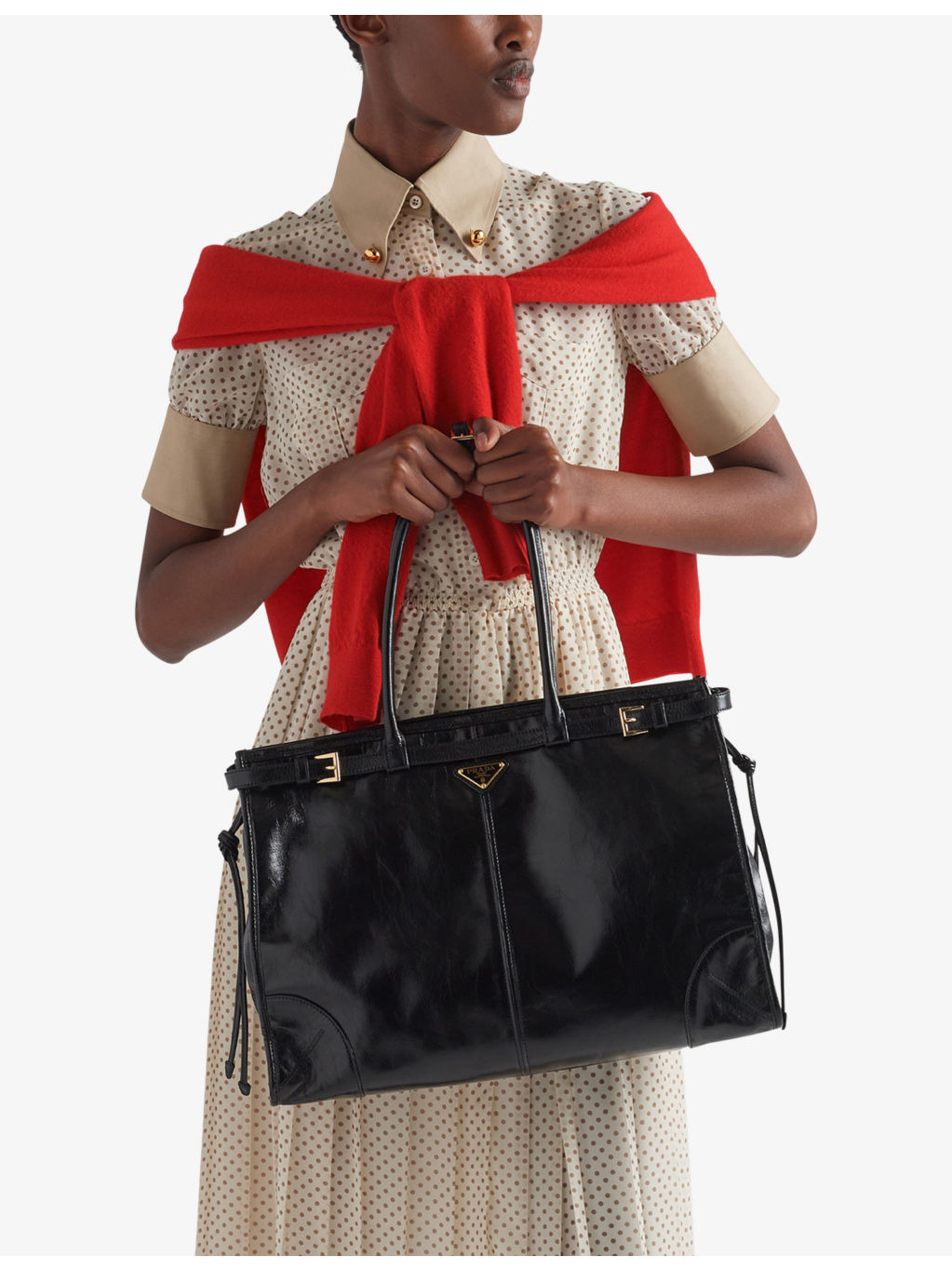 Brand-plaque large leather shoulder bag - 3