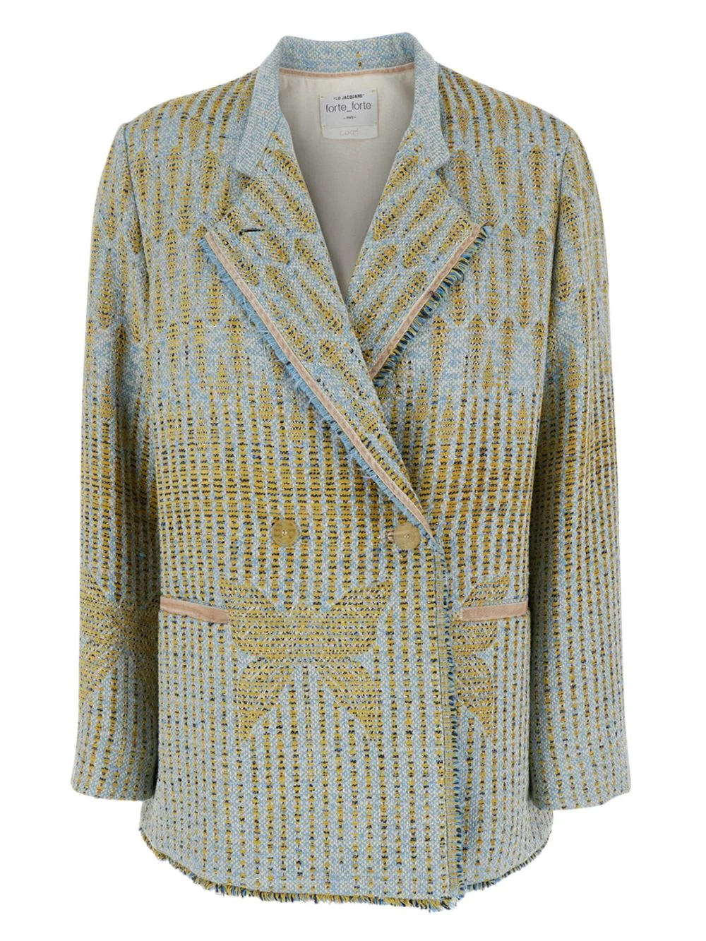 fringed-hem patterned blazer - 1