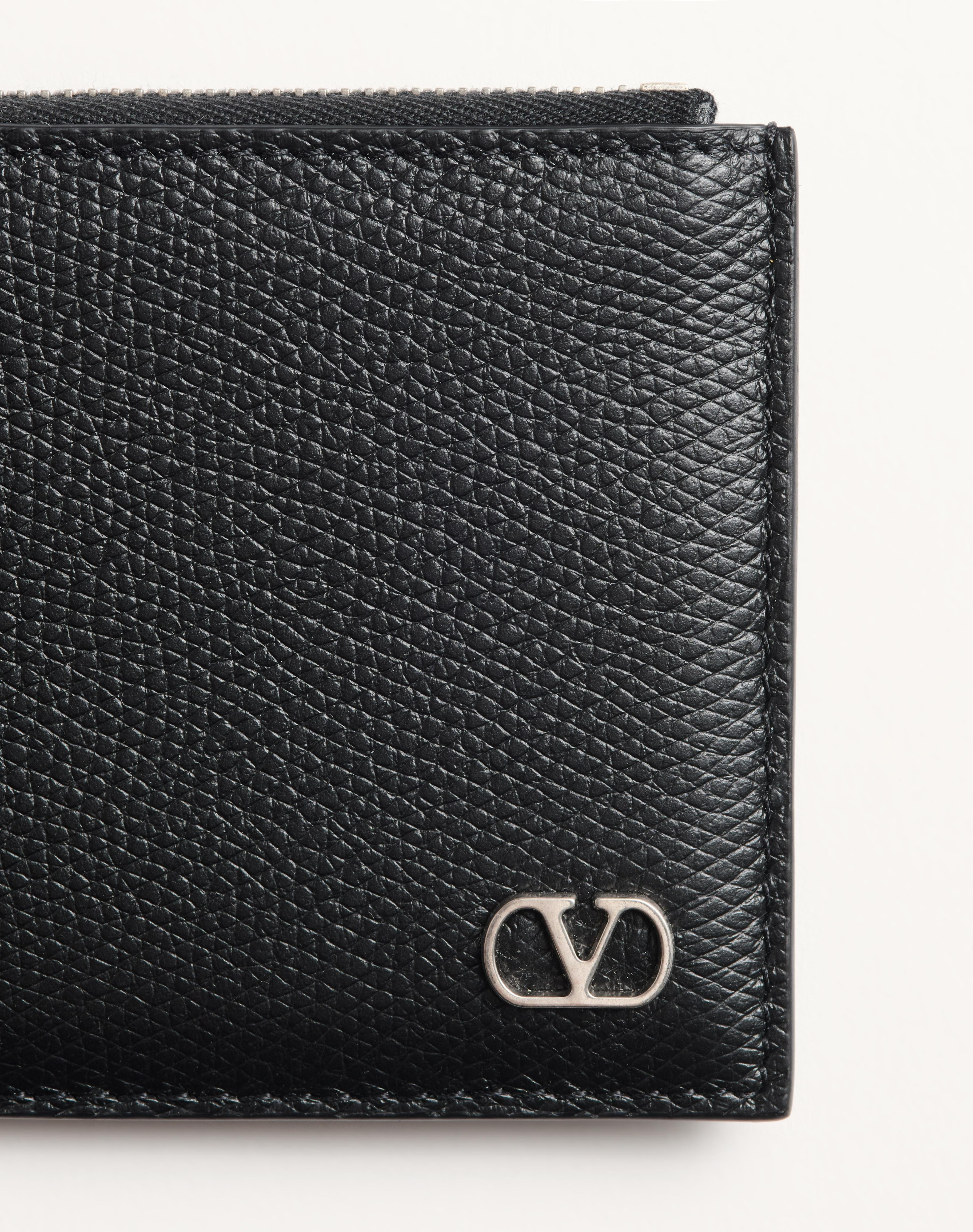 VLOGO SIGNATURE GRAINY CALFSKIN CARD HOLDER - 2