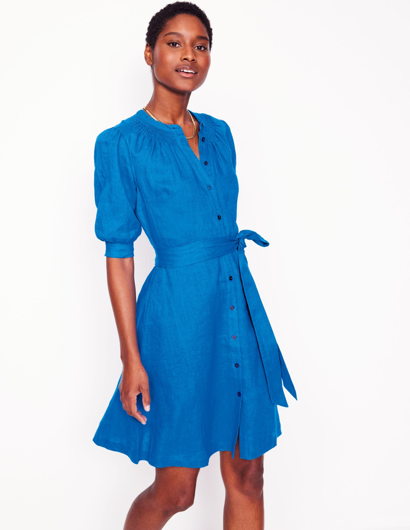 Ada Linen Short Dress-Cerulean blue 5