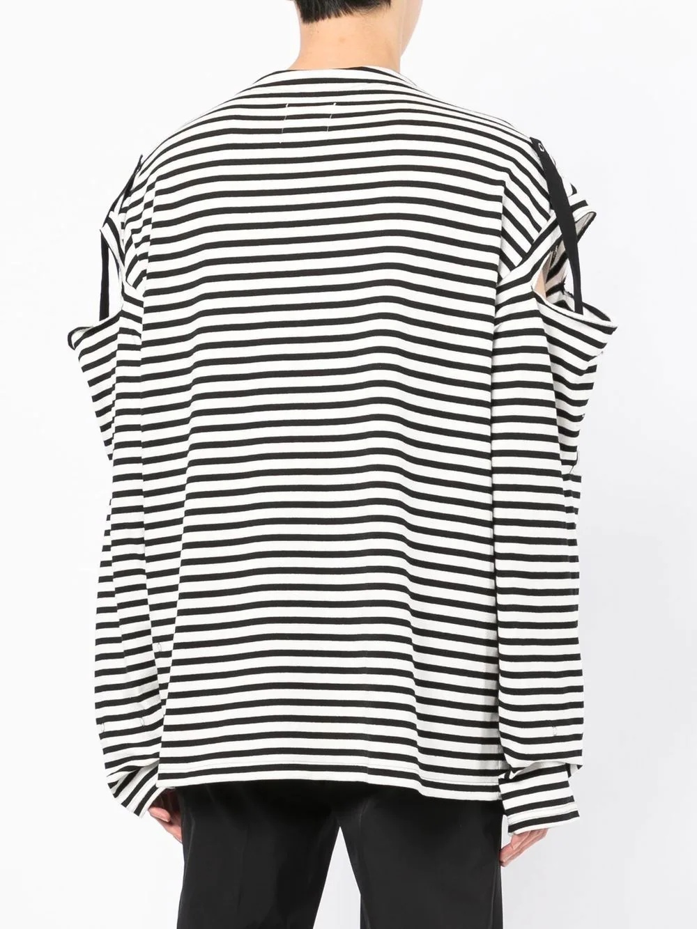 stripe-print cut-out T-shirt - 4