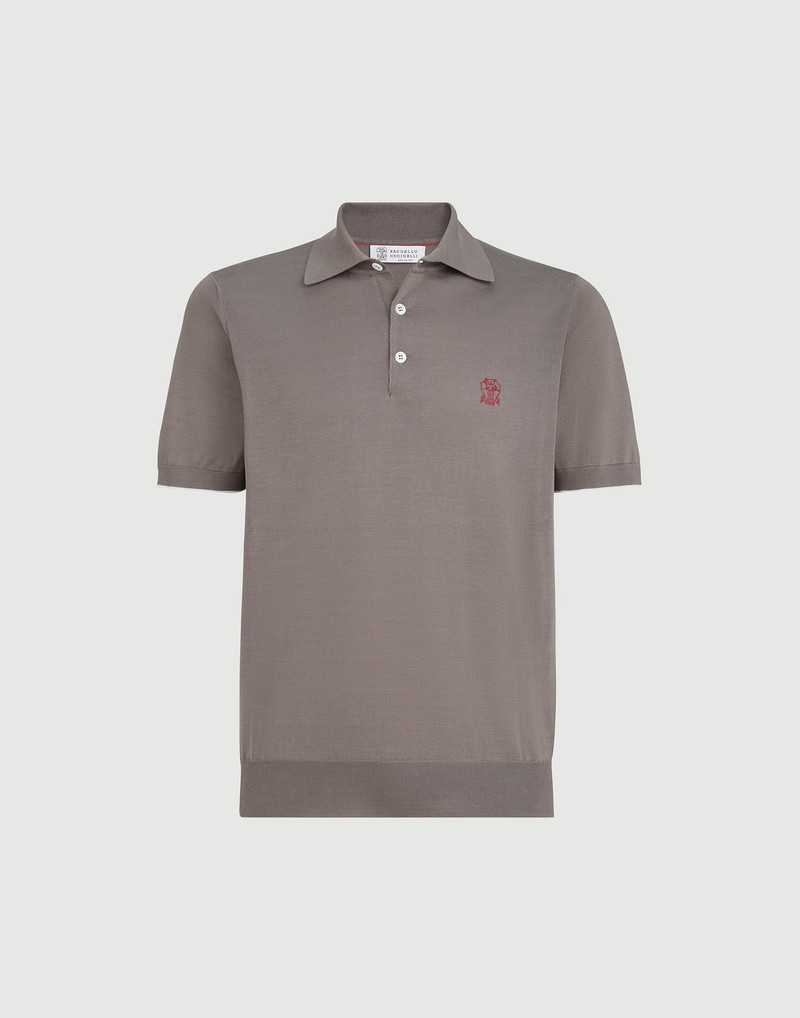 Cotton lightweight knit polo shirt with logo 1