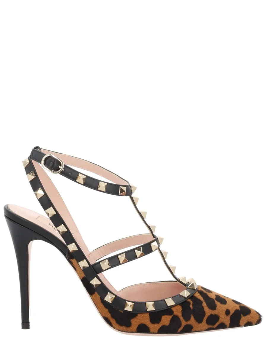 LEATHER ROCKSTUD PUMPS WITH STRAPS - 1