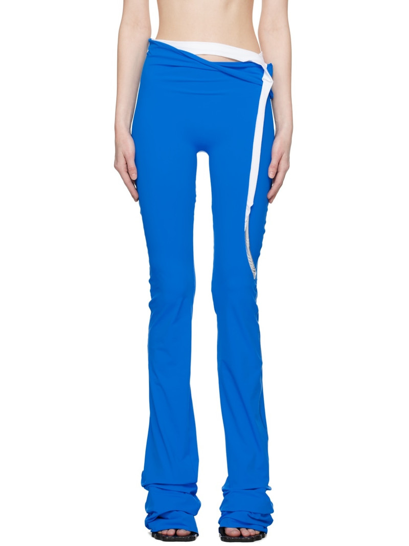 contrasting-strap flared leggings - 1