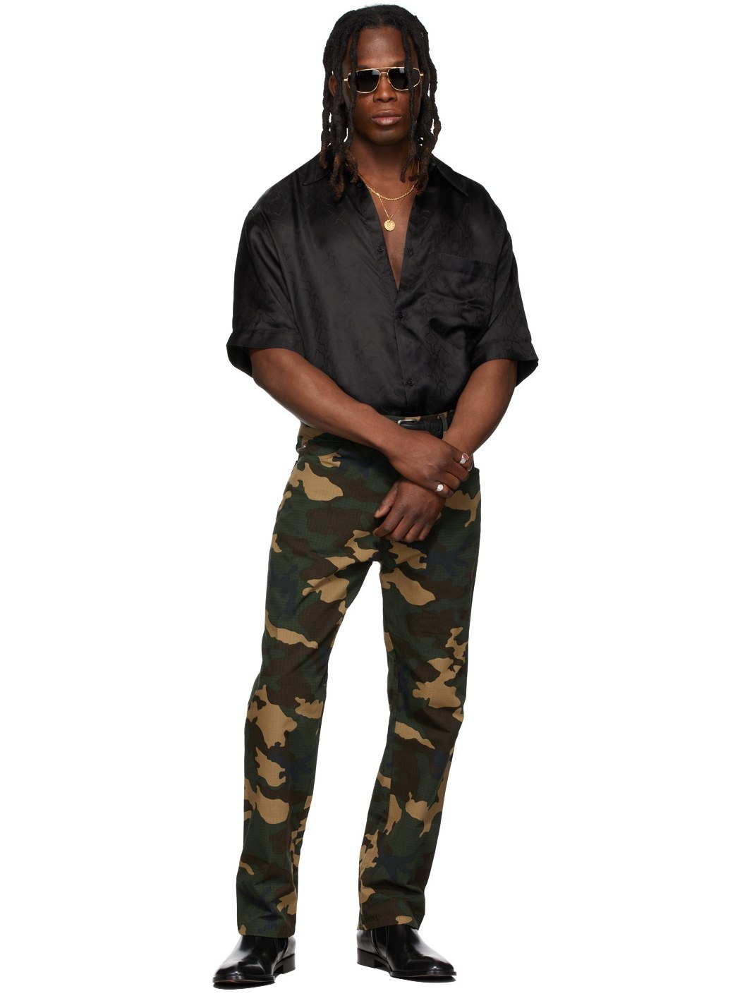 SSENSE Exclusive Green Camo Straight-Leg Jeans - 5