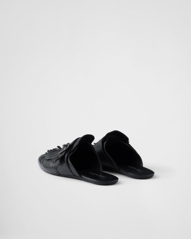 Fringed monk strap leather mules 5