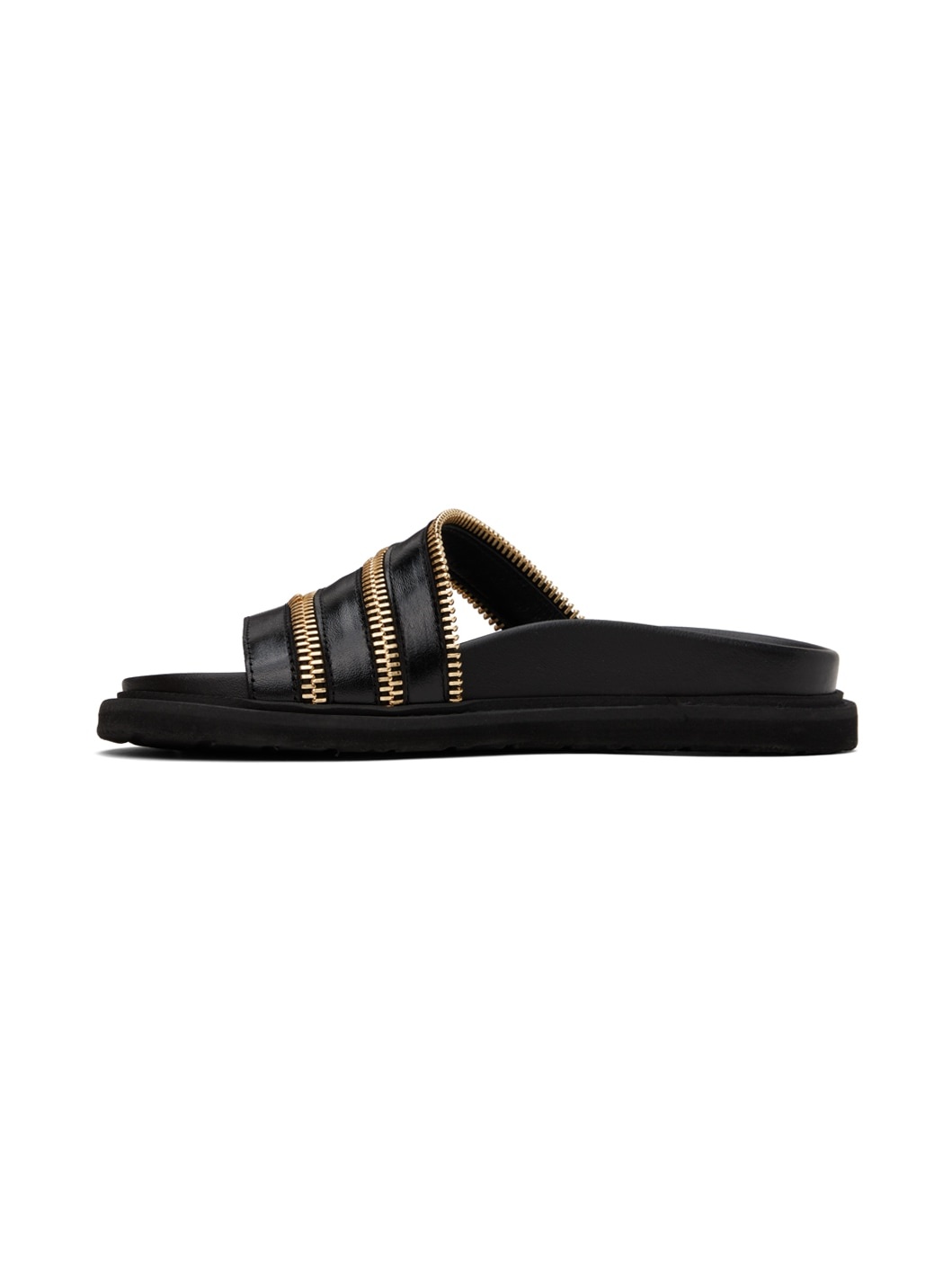 Black Zipper Detail Sandals - 3