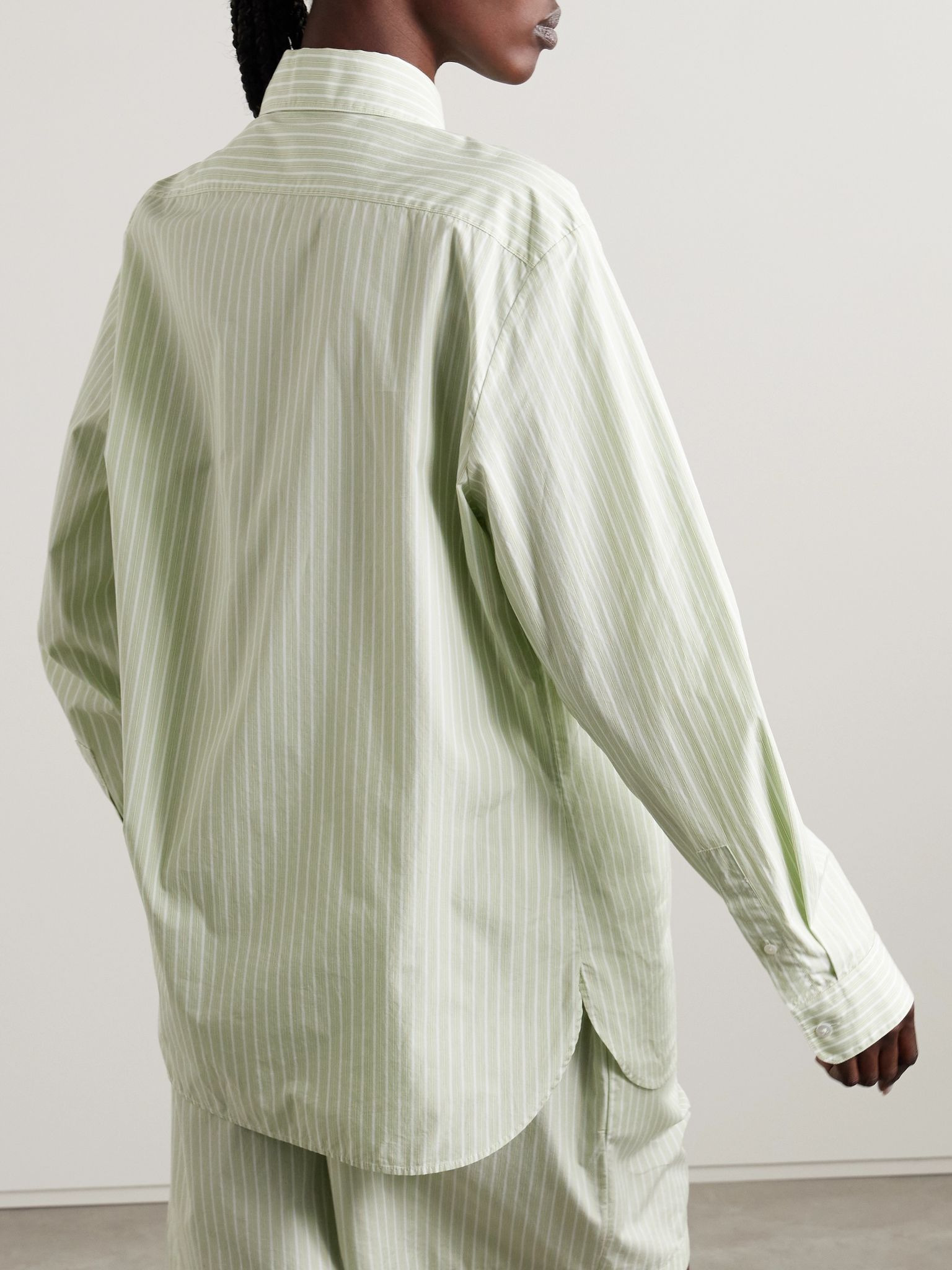 Vanda striped cotton-poplin shirt Green - 3