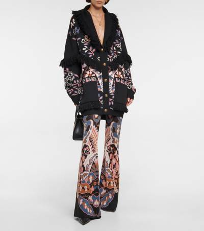 Etro Fringed floral wool cardigan outlook