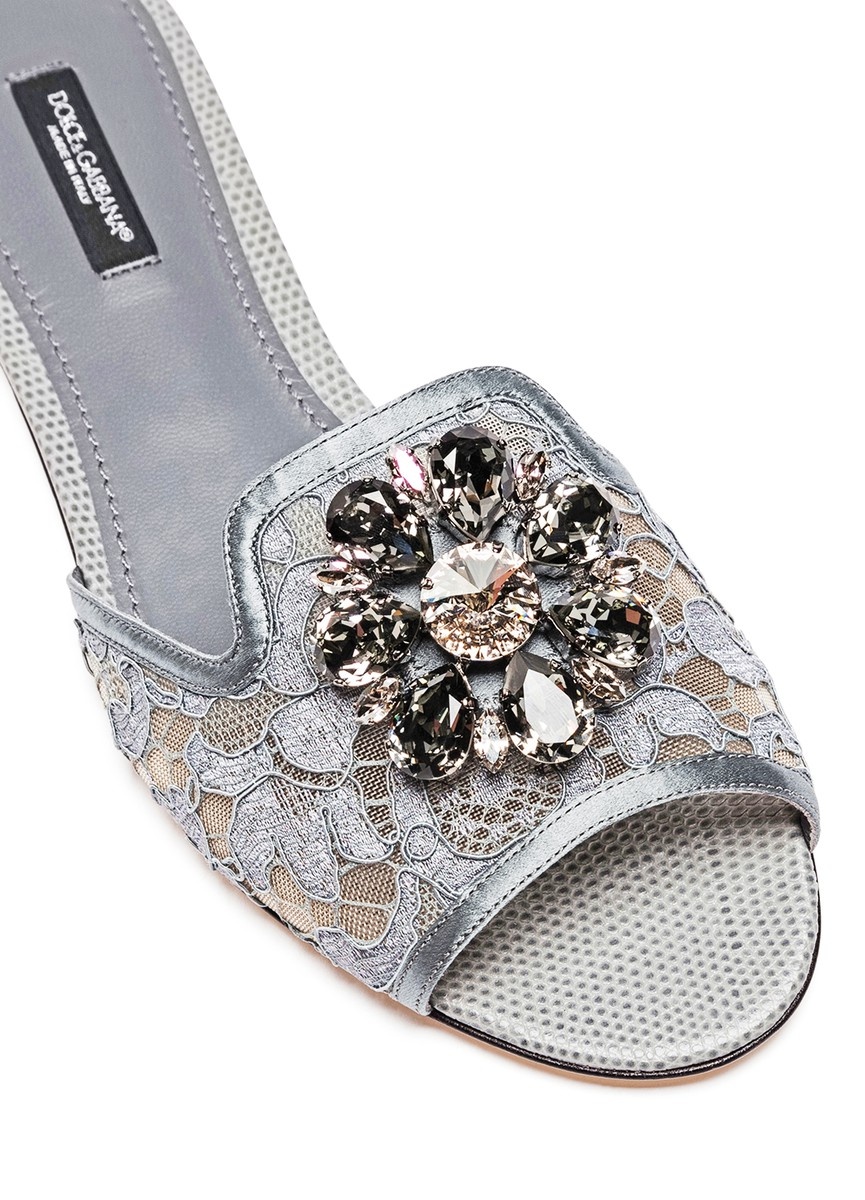 Lace rainbow slides with brooch detailing - 3