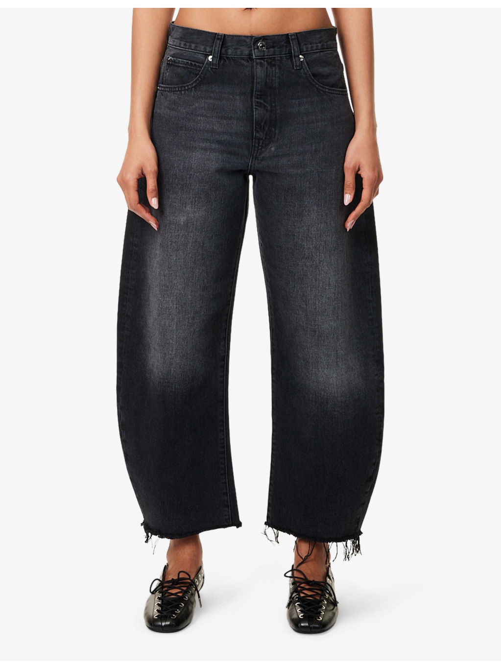 Bubble Barrel-Leg Cropped Denim Jeans - 3